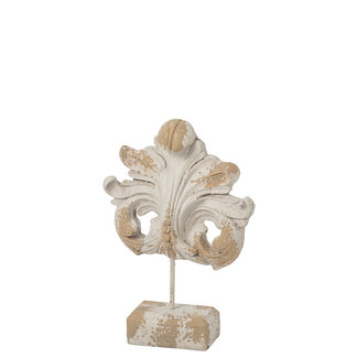 J-Line Fleur-de-Lis op voetstuk, geschikt voor buiten, magnesium, ecru/beige