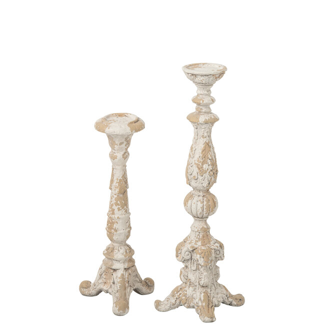 J-Line Theelichthouder voor buiten, magnesium, ecru/beige