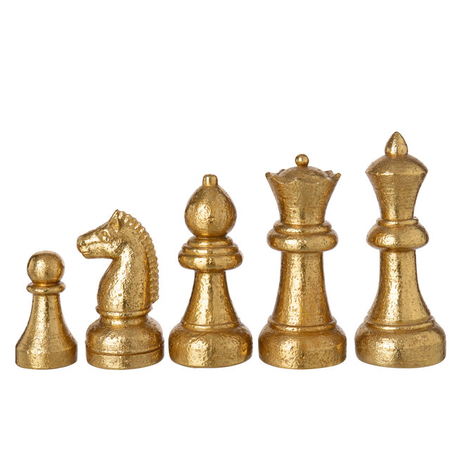 J-Line Set van 5 schaakstukken van polyresin, goudkleurig.