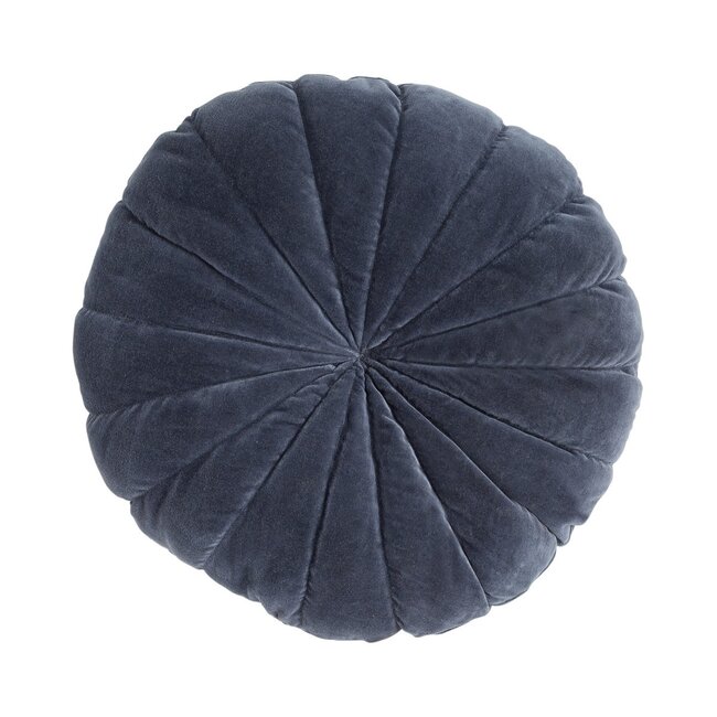 Linen & More Flower kussen blauw dia40x12cm