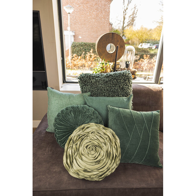 Linen & More Kanan Velvet kussen blauw groen dia40x10cm