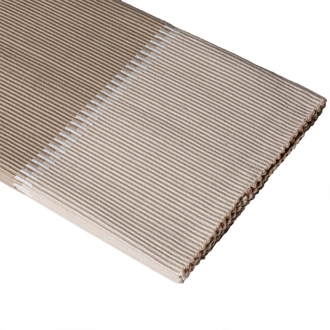 Linen & More Rib Tafelloper zandkleur 50x140cm