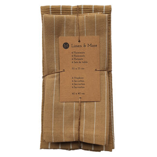 Linen & More Pinstripe Ribbed Keukenset c. geel 35x50/40x40cm (set of 8)