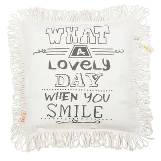 Linen & More Britt Cozz kussen gebroken wit 50x50cm