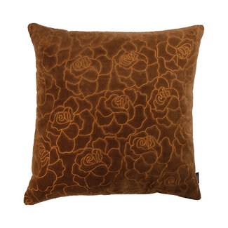 Linen & More Rose Embroidery kussen brons 45x45cm
