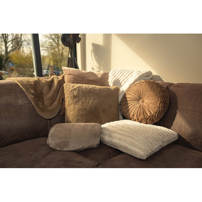Linen & More Uneven Pintuck kussen taupe 45x45cm
