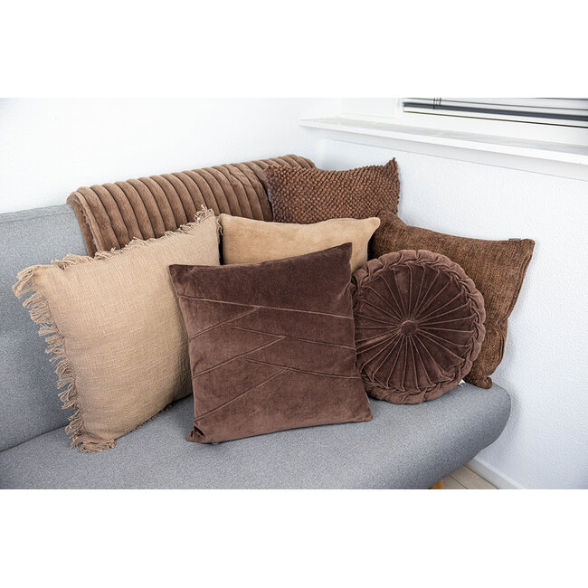 Linen & More Uneven Pintuck kussen bruin 45x45cm