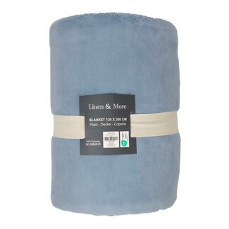 Linen & More Milky plaid ijs blauw 130x200cm Linen & More Milky plaid ijs blauw 130x200cm