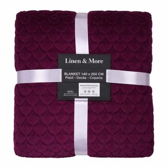 Linen & More Plaid Hartjes Paars 140x200cm Linen & More Plaid Hartjes Paars 140x200cm