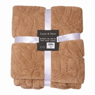 Linen & More Plaid Bladeren Taupe 140x200cm