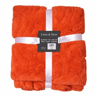 Linen & More Plaid Bladeren Oranje 140x200cm Linen & More Plaid Bladeren Oranje 140x200cm