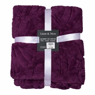 Linen & More Plaid Bladeren Paars 140x200cm Linen & More Plaid Bladeren Paars 140x200cm