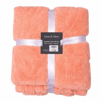 Linen & More Plaid Bladeren Roze 140x200cm Linen & More Plaid Bladeren Roze 140x200cm
