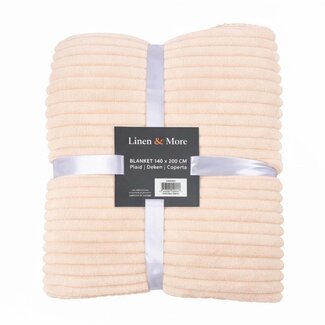 Linen & More Plaid Strepen Beige 140x200cm Linen & More Plaid Strepen Beige 140x200cm
