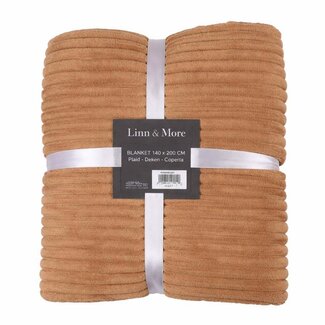 Linen & More Plaid Strepen Taupe 140x200cm Linen & More Plaid Strepen Taupe 140x200cm