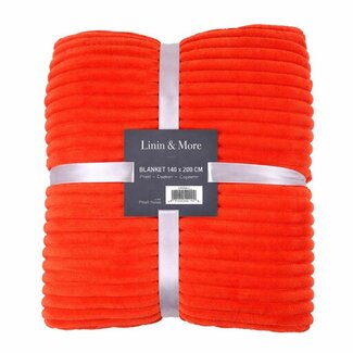 Linen & More Plaid Strepen Oranje 140x200cm Linen & More Plaid Strepen Oranje 140x200cm