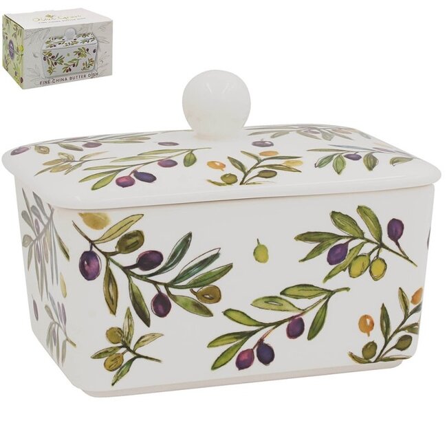 The Leonardo collection Porseleinen botervloot – olijftak 16 × 10 × 10 cm