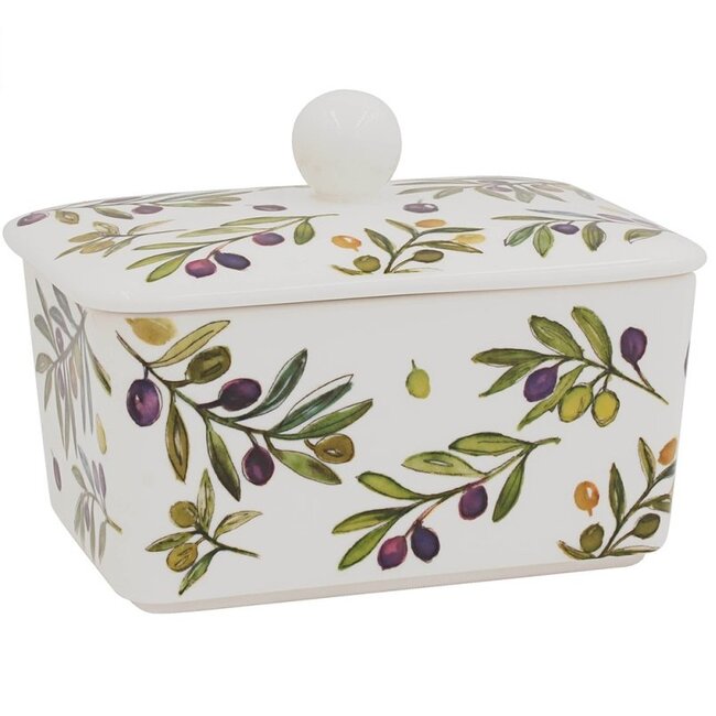 The Leonardo collection Porseleinen botervloot – olijftak 16 × 10 × 10 cm