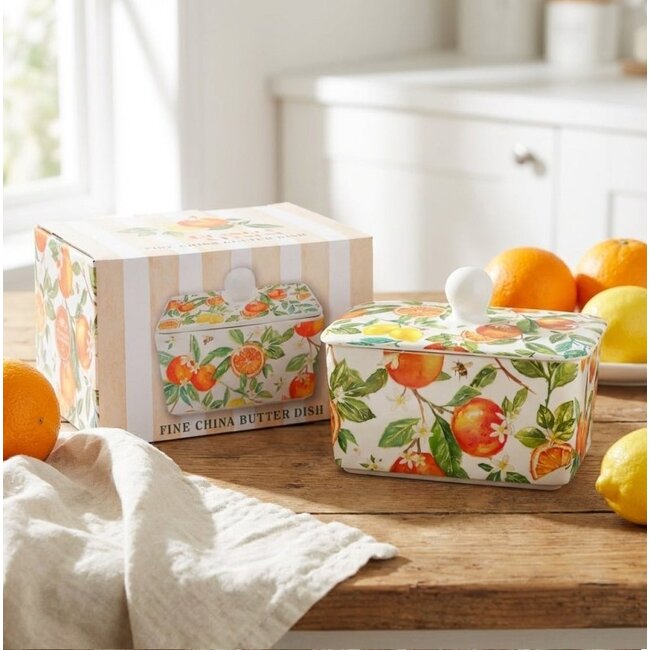 Lesser & Pavey Porseleinen botervloot – Citrus  16 × 10 × 10 cm