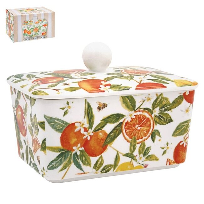 Lesser & Pavey Porseleinen botervloot – Citrus  16 × 10 × 10 cm