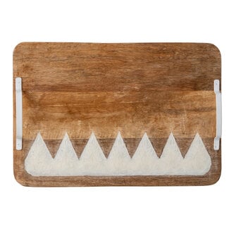 J-Line Decoratief dienblad gegraveerd mangohout naturel/wit