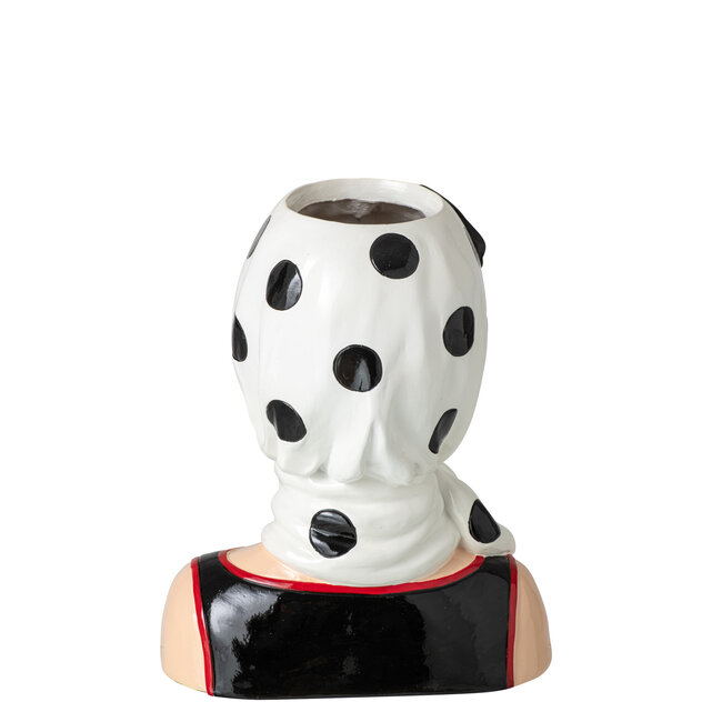 J-Line Vaas met vrouwmotief, hars, zwart/rood