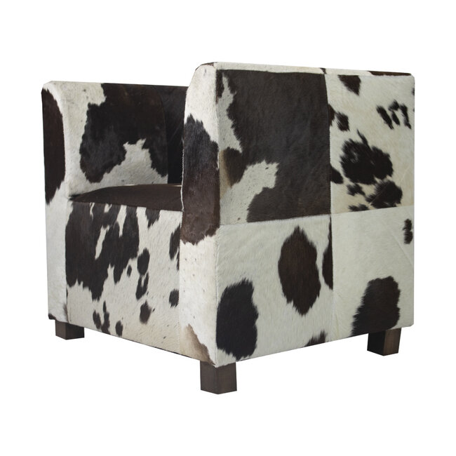 Mars & More stoel club koe donker bruin/wit 73cm (pallet)
