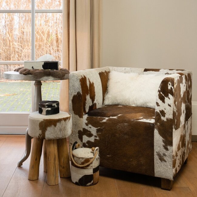 Mars & More stoel club koe donker bruin/wit 73cm (pallet)
