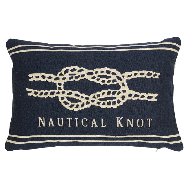 Mars & More gobelin sierkussen navy platte knoop 30x45cm