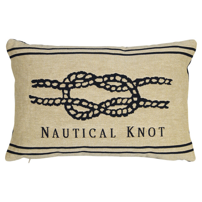 Mars & More gobelin sierkussen navy platte knoop 30x45cm