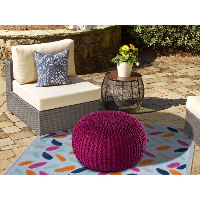 Dream-Living Duurzame poef Ø 45cm bordeauxrood voor binnen- buiten- zwembad
