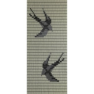 Sun Arts Vliegengordijn Zwaluwen crème - zwart - zilver 100x232 cm