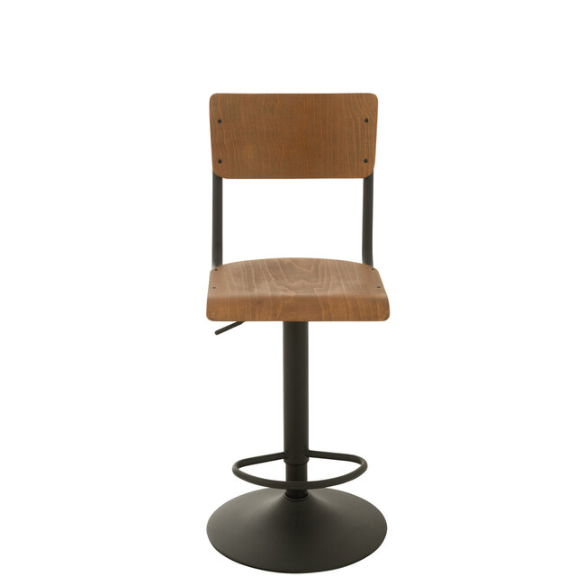 J-Line Industriële Barkruk Hout/Metaal Bruin