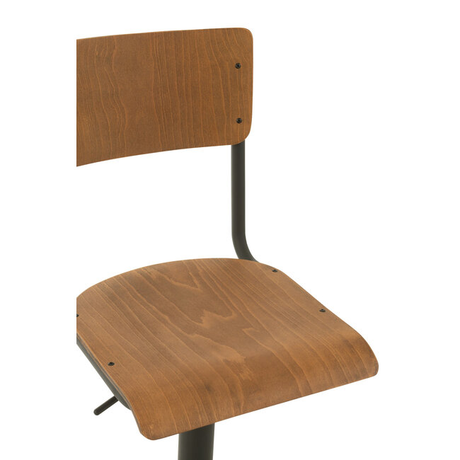 J-Line Industriële Barkruk Hout/Metaal Bruin