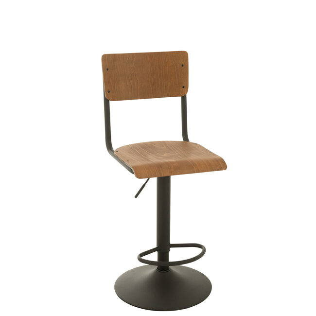 J-Line Industriële Barkruk Hout/Metaal Bruin