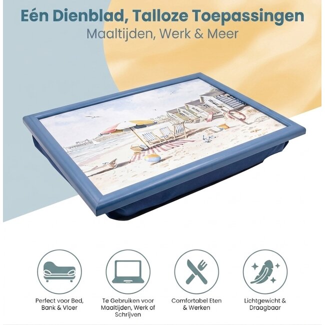 Lesser & Pavey Schootkussen laptray  Strandhuisjes 44x33x6cm
