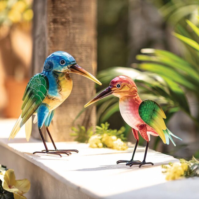 Dream-Garden Set van 2 Kleurrijke Metalen Vogels – Decoratie voor Tuin en Interieur