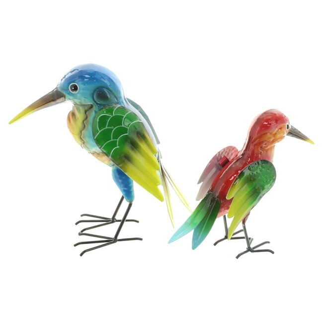 Dream-Garden Set van 2 Kleurrijke Metalen Vogels – Decoratie voor Tuin en Interieur