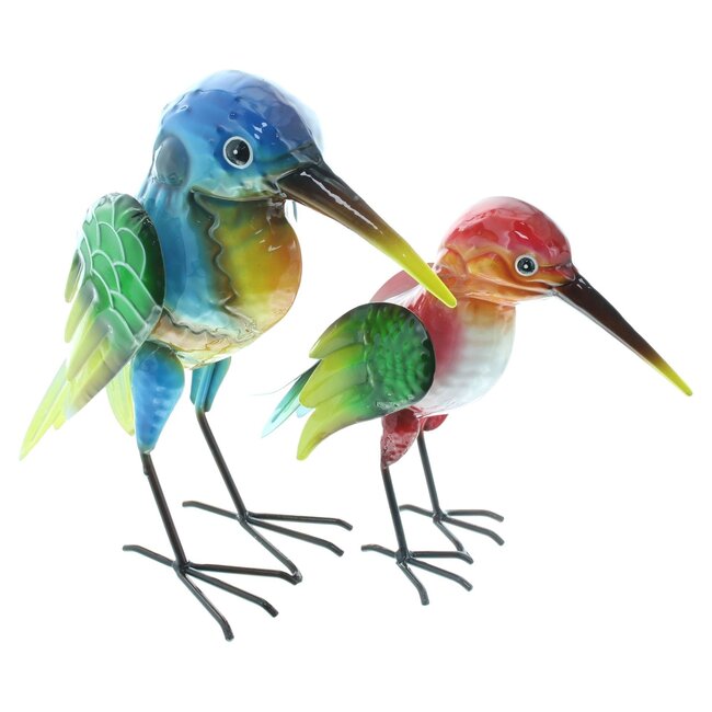Dream-Garden Set van 2 Kleurrijke Metalen Vogels – Decoratie voor Tuin en Interieur