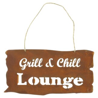 Dream-Garden Decoratie bordje roest Grill & Chill Lounge 32 x 16 cm