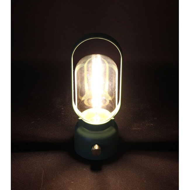 Dream-Living USB Oplaadbare LED Lantaarn Groen – Dimbaar – Ø 8 x 22 cm – Sfeerverlichting voor Binnen & Buiten