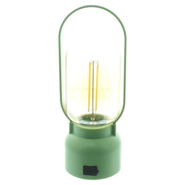 Dream-Living USB Oplaadbare LED Lantaarn Groen – Dimbaar – Ø 8 x 22 cm – Sfeerverlichting voor Binnen & Buiten