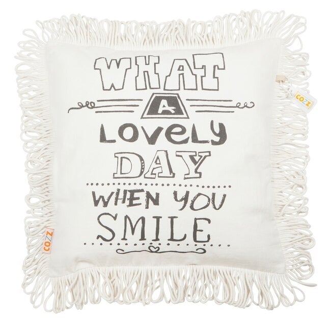 Linen & More Britt Cozz kussen gebroken wit 50x50cm