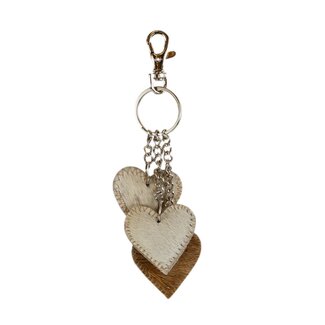 Mars & More sleutelhanger 3 hartjes bruin 12cm Mars & More sleutelhanger 3 hartjes bruin 12cm