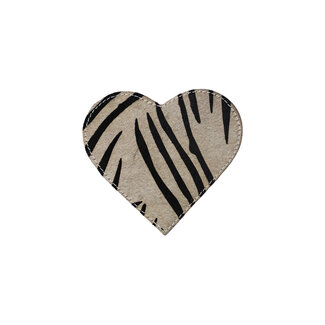 Mars & More onderzetter koehuid hart zebra 14cm* Mars & More onderzetter koehuid hart zebra 14cm*