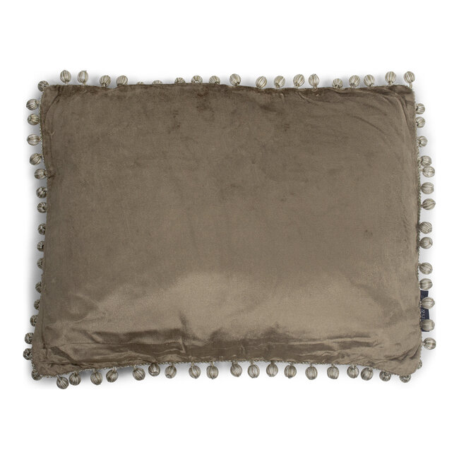 Mars & More half kussen fluweel pom pom taupe 35x45cm
