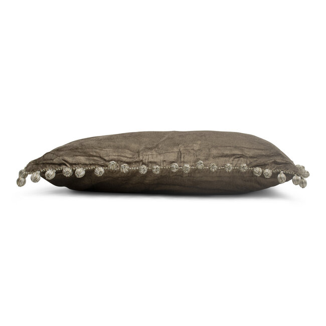 Mars & More half kussen fluweel pom pom taupe 35x45cm