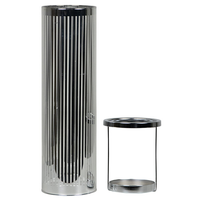 Mars & More *windlicht cilinder zilver streep large 35cm*