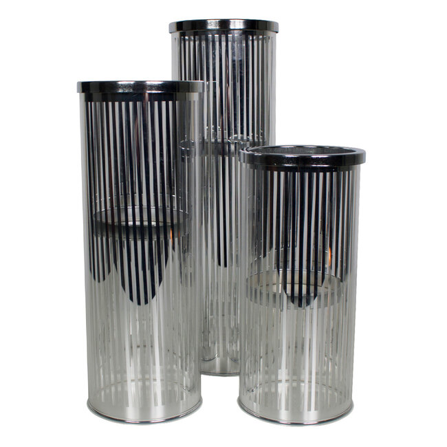 Mars & More *windlicht cilinder zilver streep small 25cm*