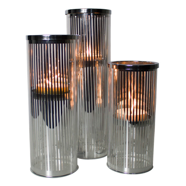 Mars & More *windlicht cilinder zilver streep small 25cm*
